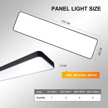 Buy Led Ceiling Panel Light 120x30cm 60w Black Body Suspended