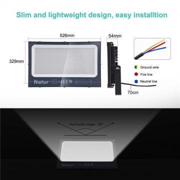 NATUR 400W LED Floodlight, 40000LM Outdoor Security Spotlights, Ultra Slim and Lightweight Design, 2000W Halogen Equivalent, IP66 Waterproof, 3000K Warm White [Energy Class A++]